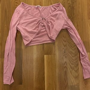 Pink Long Sleeve Crop Top